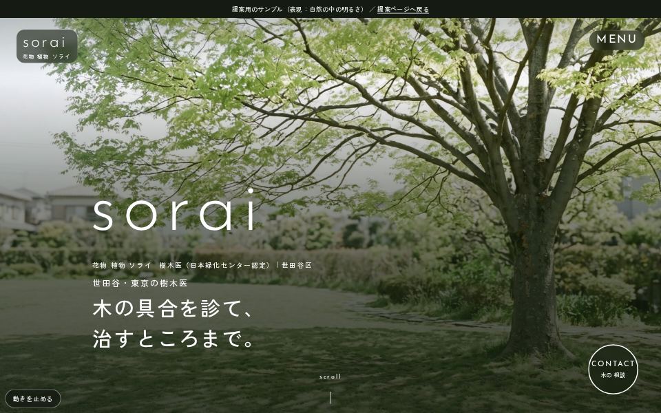 自然の中の明るさのサンプル画面（パソコン）